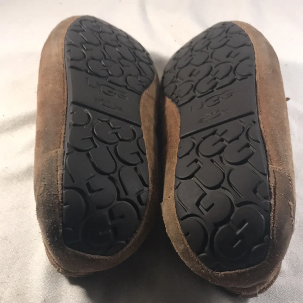 Ugg Men's Olsen Brown Suede Laced Fleece Lined Moccasin Driving Shoes Slippers
